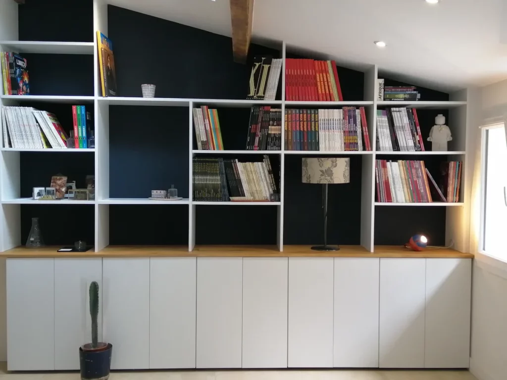 Bibliothèque d'intérieur aménagée
